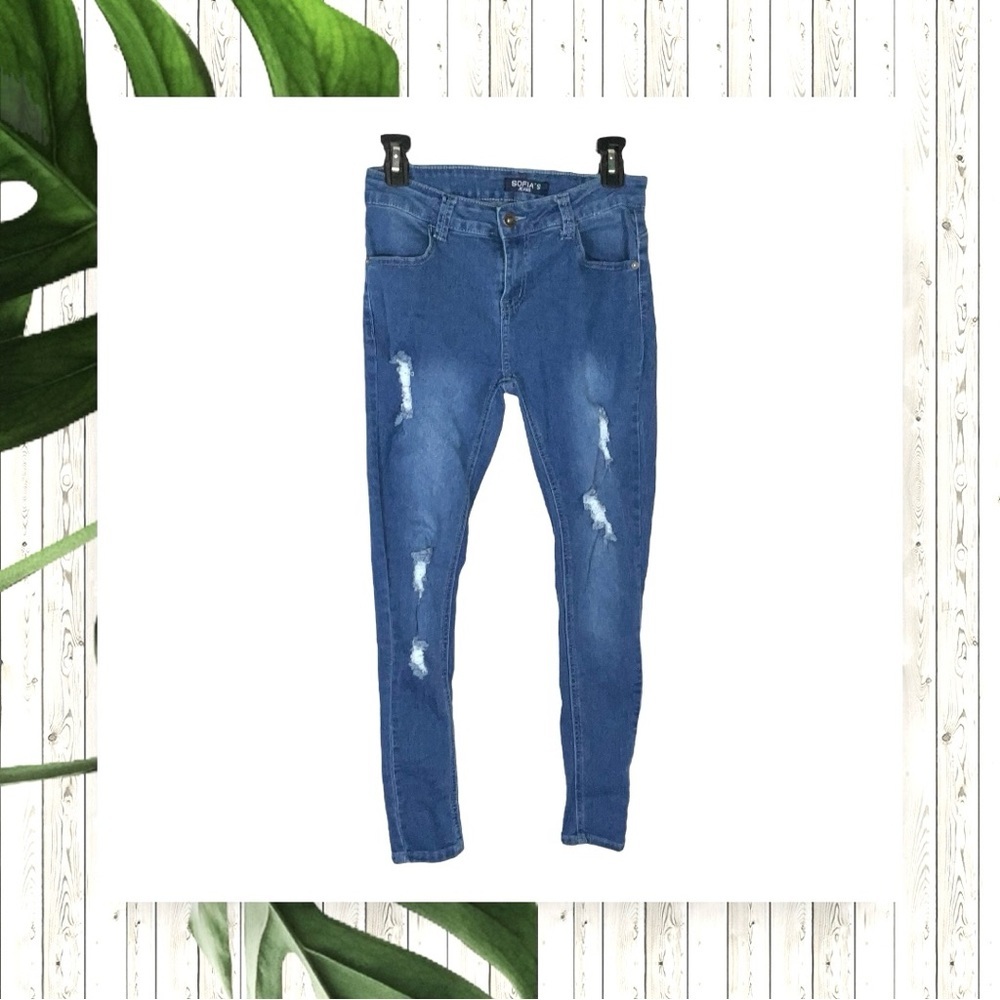 Sofia’s Faded Ripped Skinny Jeans Jeggings Juniors Size 5